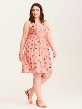 Torrid Boho Pink/Coral Butterfly Print Sundress With Pockets Size 12